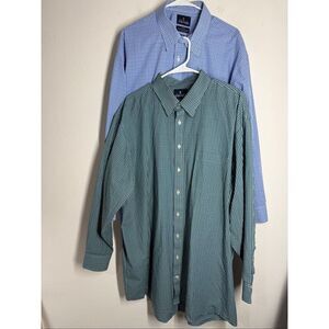 Lot of 2 Stafford Travel Performance Super Shirts Plaid Size 18,5/ 34-35